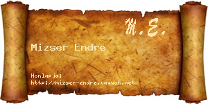 Mizser Endre névjegykártya